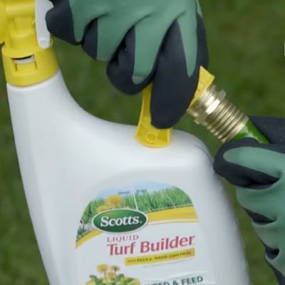 Liquid Turf Builder + Weed Control connecting to hose