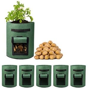 Delxo 7 Gallon Potato Grow Bags With Twin Window (5 Pk)