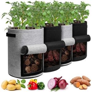 Homyhoo Potato Grow Bags With Harvest Window (4 Pk) 10 Gallon