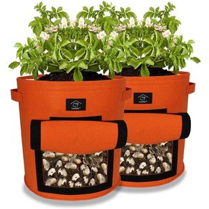 Laxllent Vegetable Growing Bag With Window 9 Gallon (2 Pk)