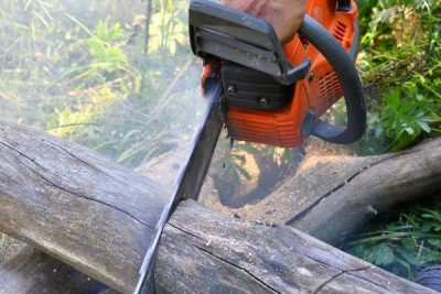 chainsaw smoking when cutting