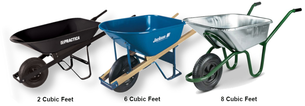 wheelbarrow sizes