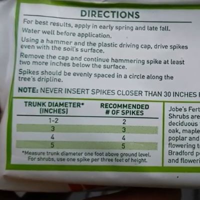 Jobes Tree and Shrub spike spacing guide