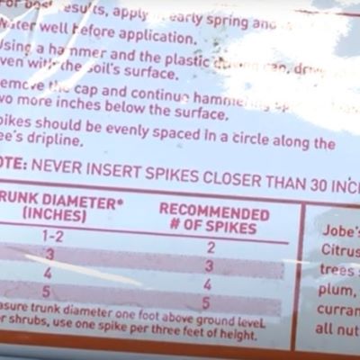 Jobes Citrus Fertilizer Spike spacing guide